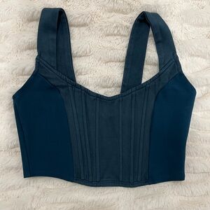 Blue suede crop top